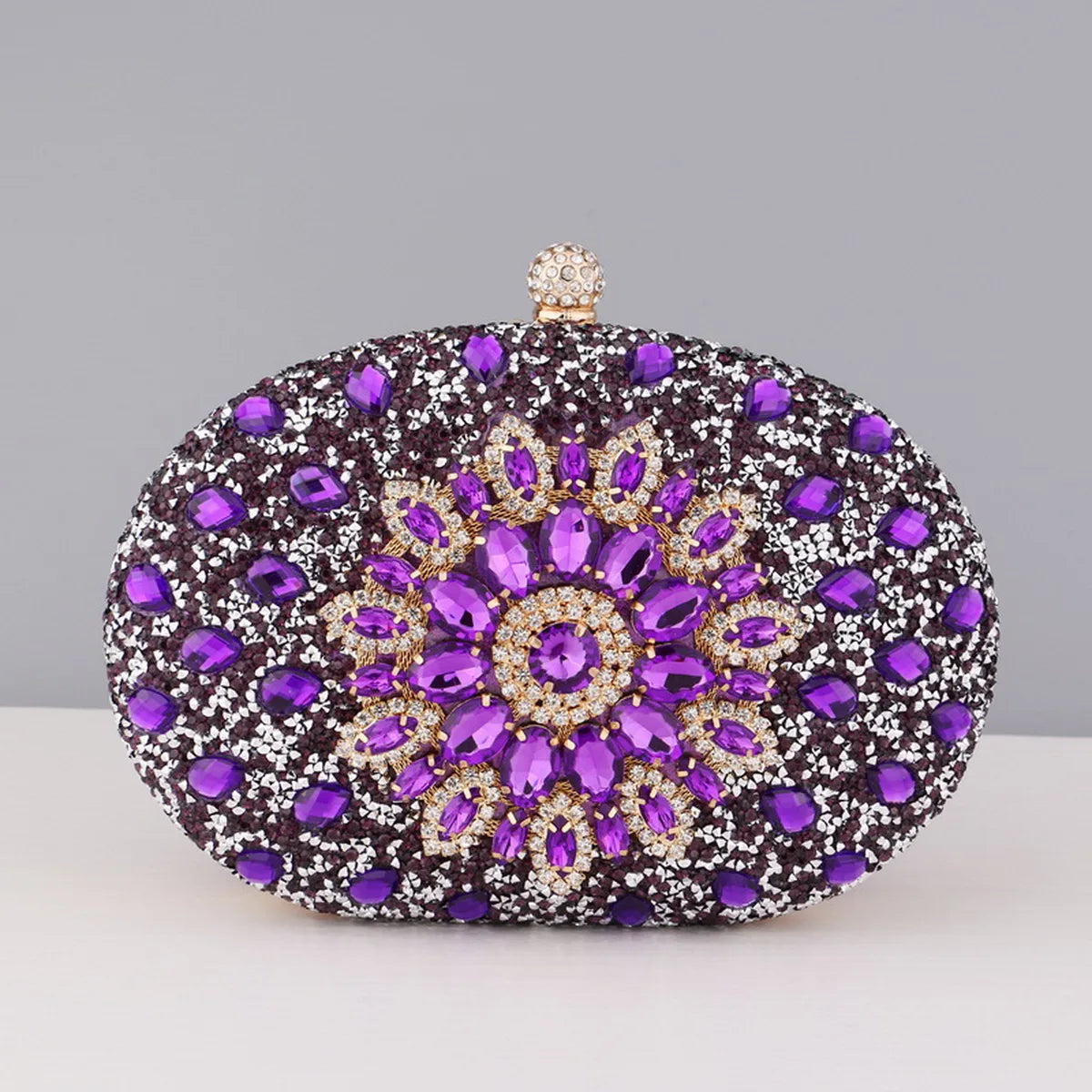 Flower Rhinestone Evening Clutch