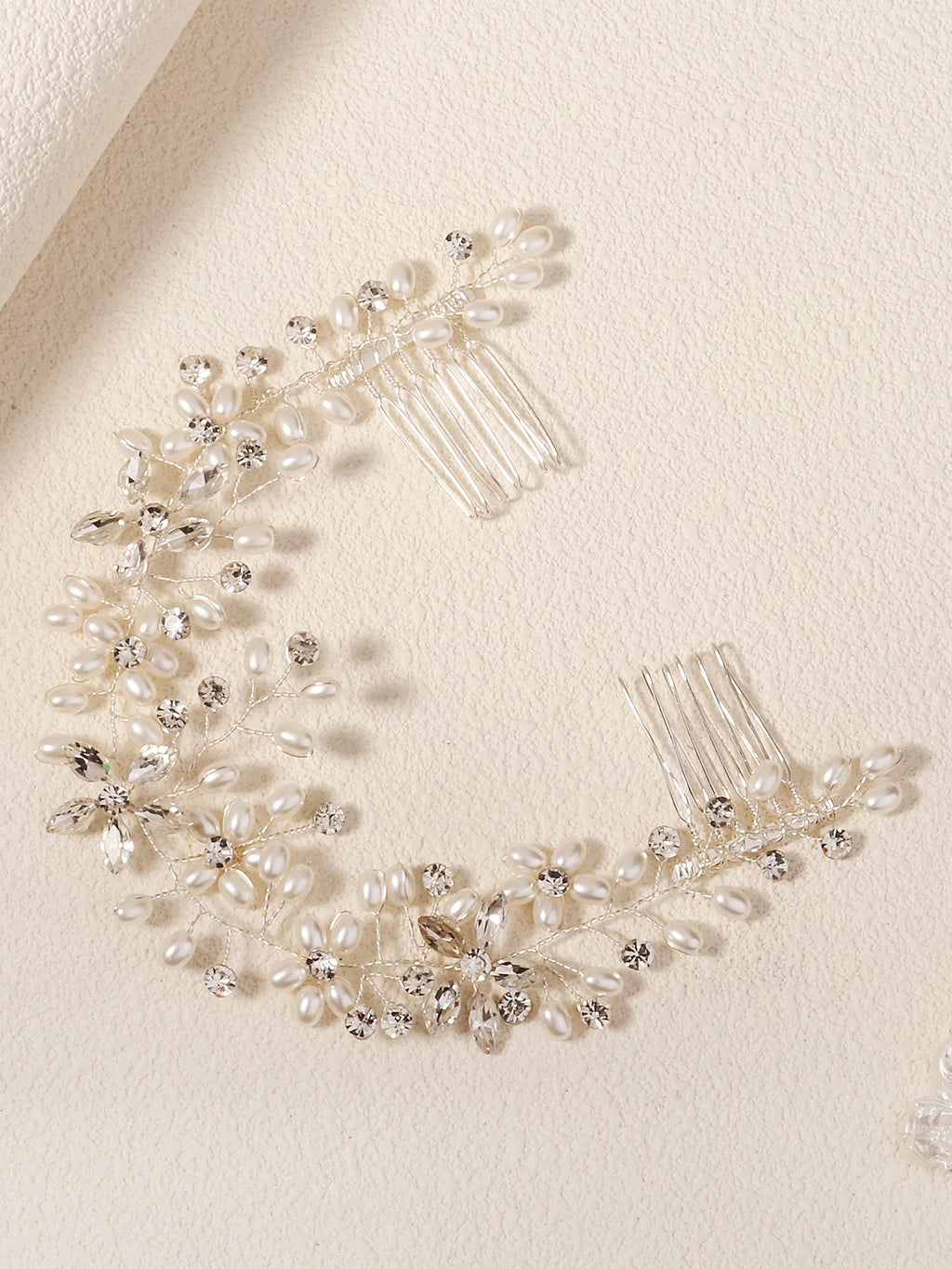 Floral Pearl and Rhinestone Bridal Hair Vine