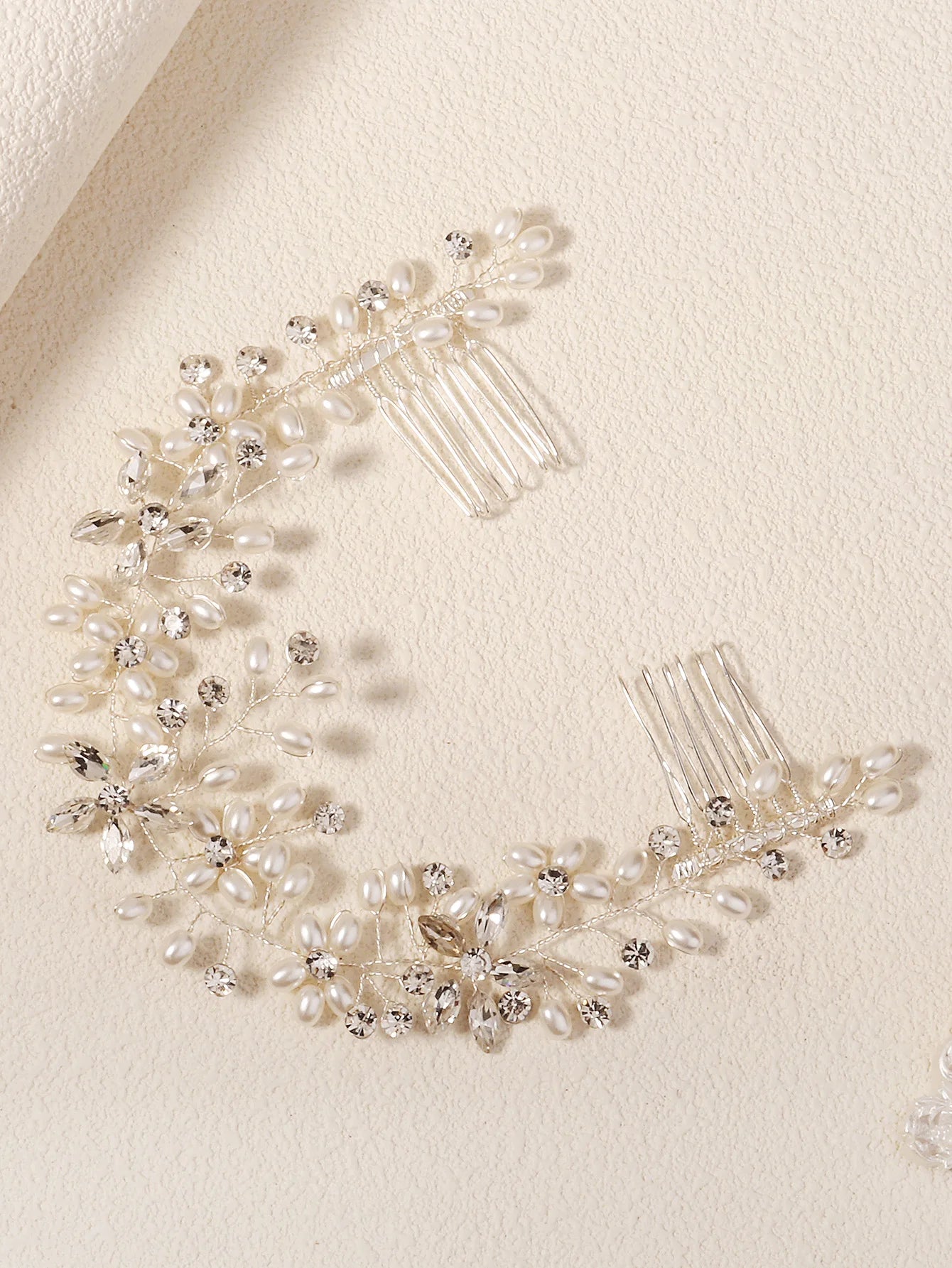 Floral Pearl and Rhinestone Bridal Hair Vine