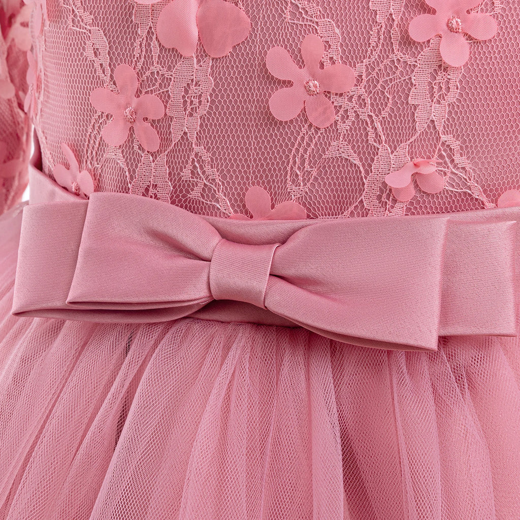 Long-Sleeve Lace Junior Bridesmaid Dress