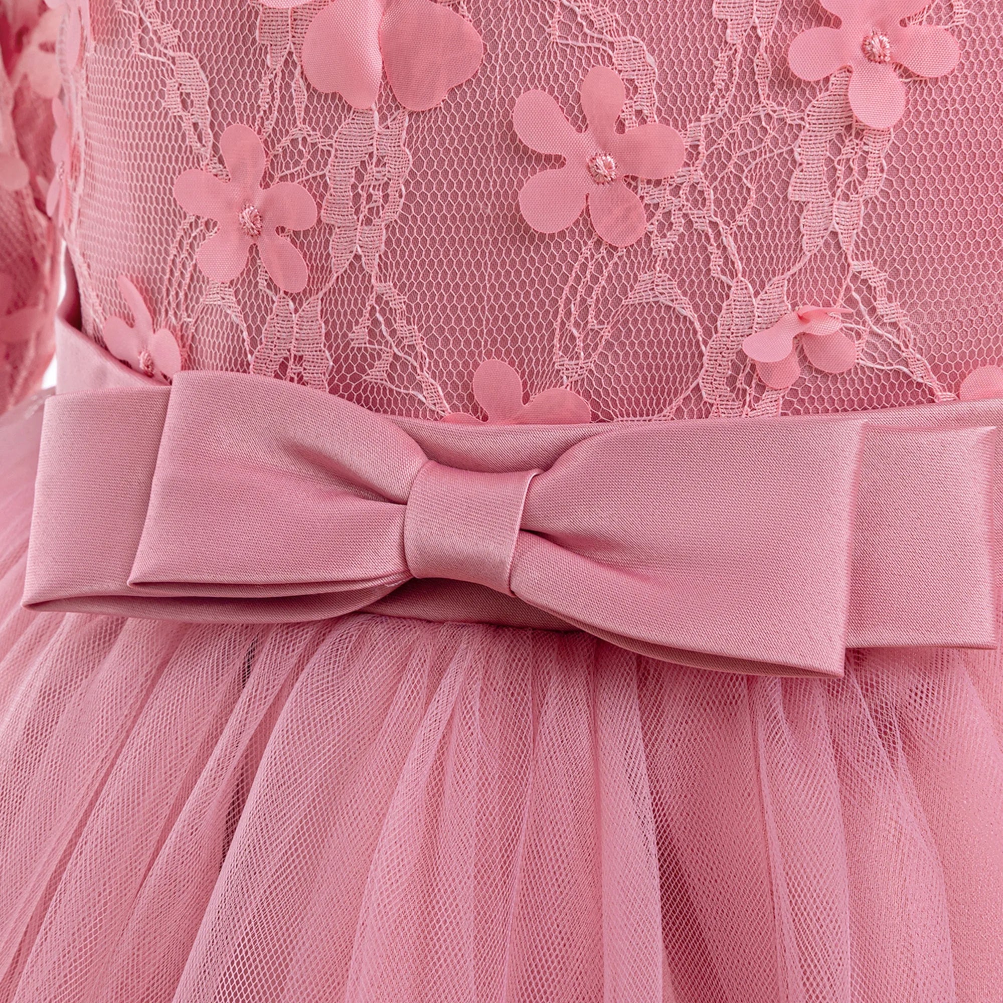 Long-Sleeve Lace Junior Bridesmaid Dress