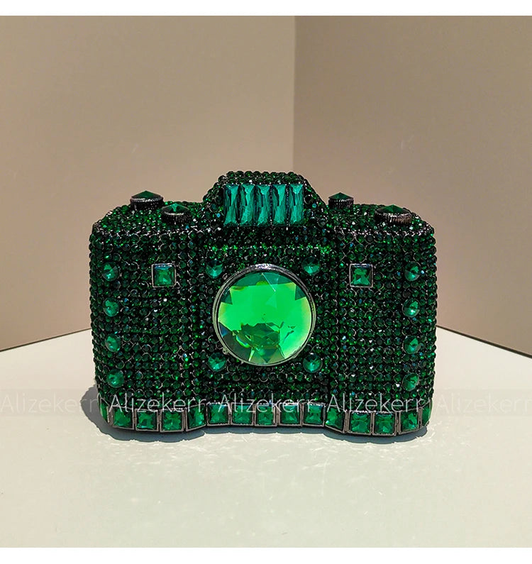 Camera-Shaped Diamond Evening Clutch