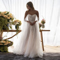 Boho Off-Shoulder Pearl Beaded Wedding Dress