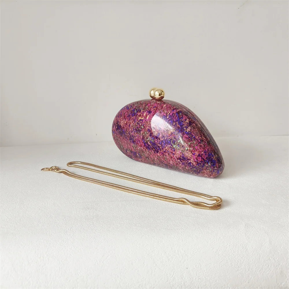 Oval Shell Acrylic Crossbody Clutch