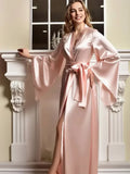 Maxi Bridal Robe Floor Length Wedding Kimono Satin Bachelorette Party Dressing Gown Boudoir Robe Gift for Friend Sexy Long Dress