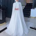 Muslim Wedding Dresses Hijab High Neck Long Sleeve A Line Bride Dress Chiffon Pearls Bridal Gown vestidos de novia Customized
