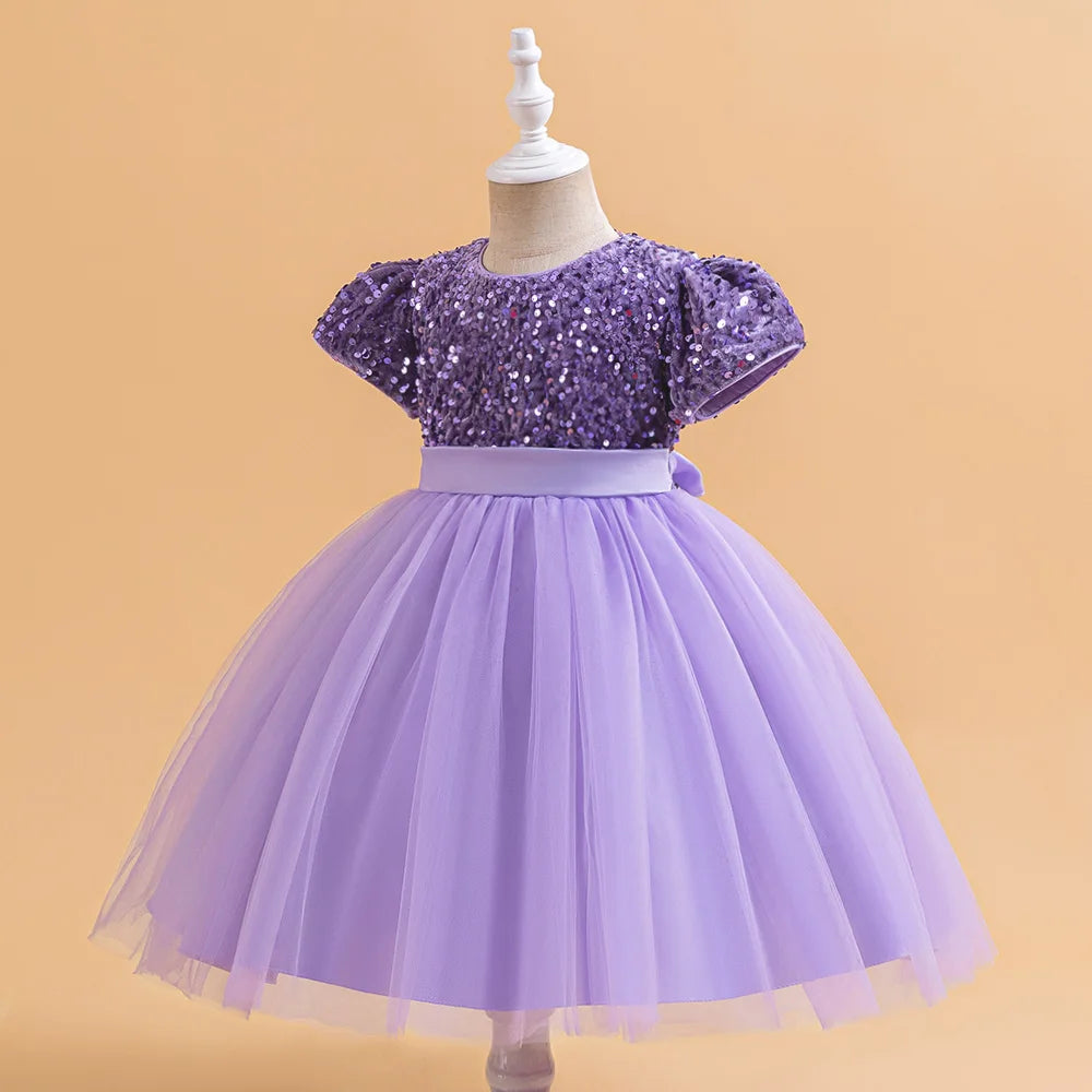 Sequin Bow Party Dress for Girls