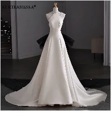 White Satin Embroidered Lace Backless Dress
