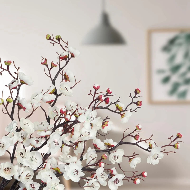 1pc Artificial Flowers Spring Plum Blossom Peach Branch Silk Flowers Home Wedding Party Decoration Christmas Wreaths Accessories