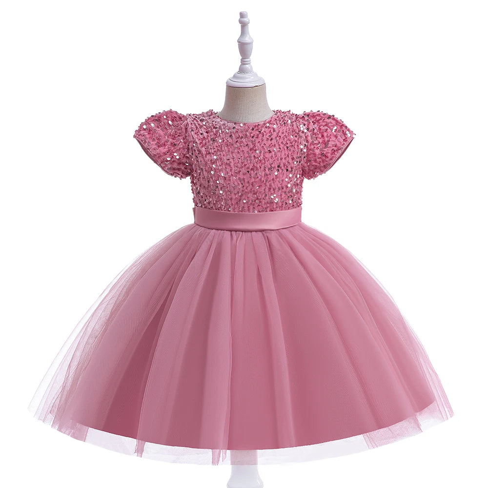 Sequin Bow Party Dress for Girls