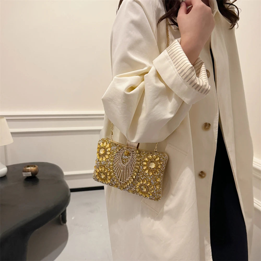 Rhinestone Gemstone Crossbody Clutch