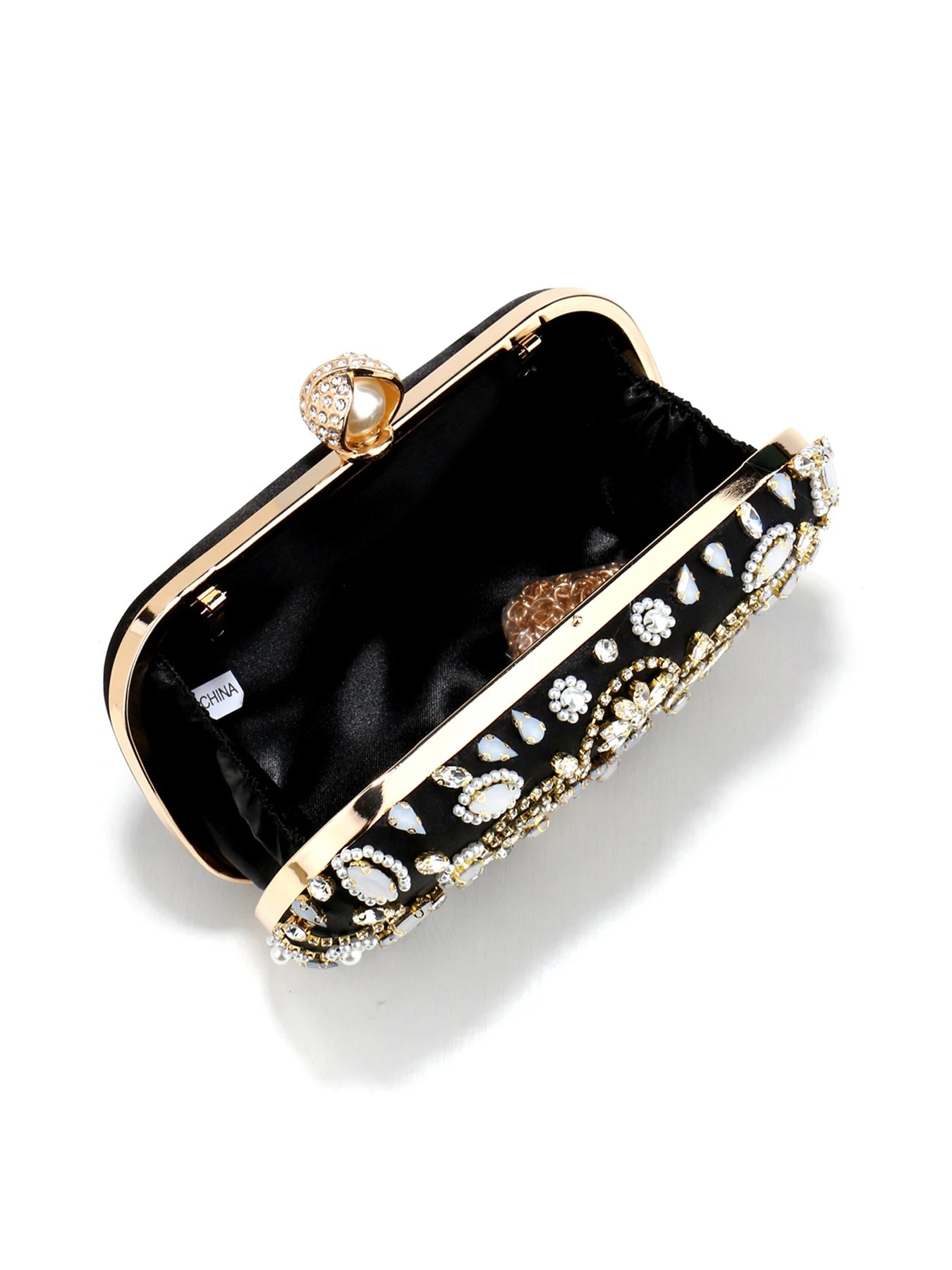 Pearl Beaded Diamond Evening Clutch