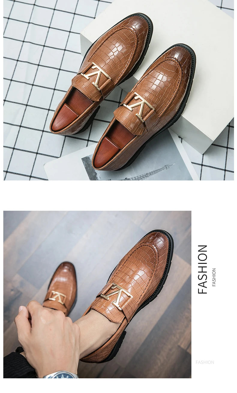 Four Seasons Men's High-end Business Formal Leather Shoes British Style Casual Fashion Texture Cover Green Size 38-47