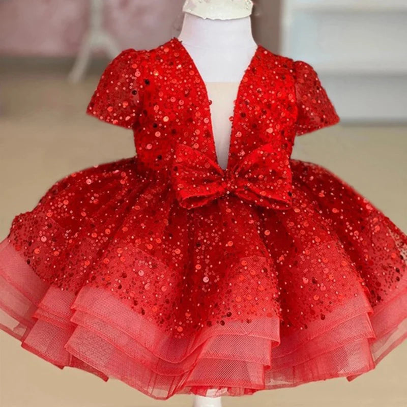 Sequined Ball Gown Flower Girl Dress
