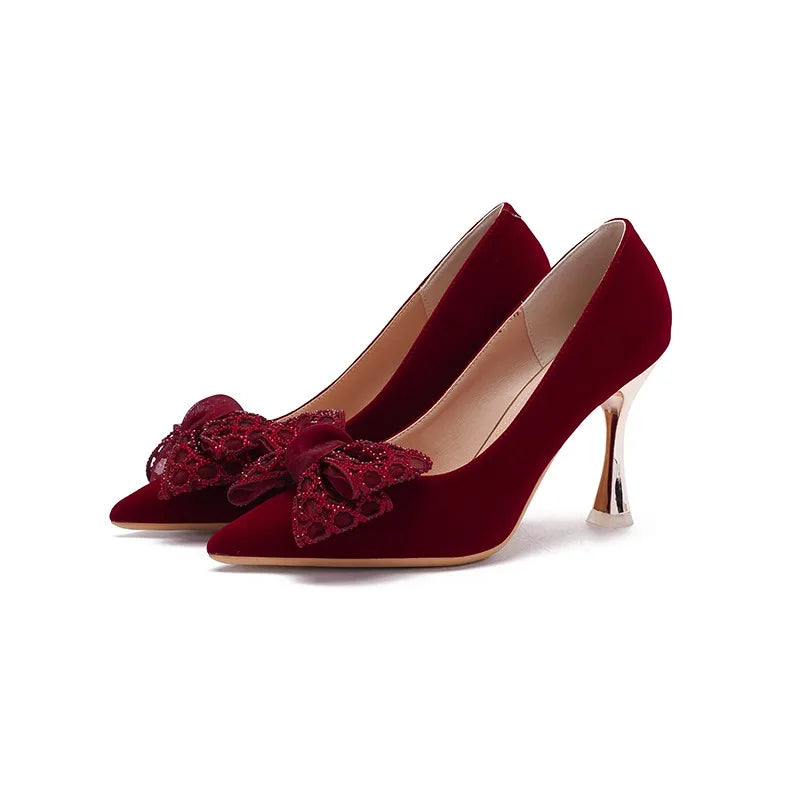 Bride Wedding Shoes 2026 New Red Toast Chinese High Heeled Single Shoes