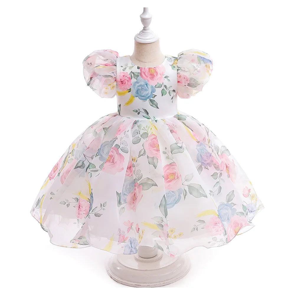 Floral Print Girls' Party Dress