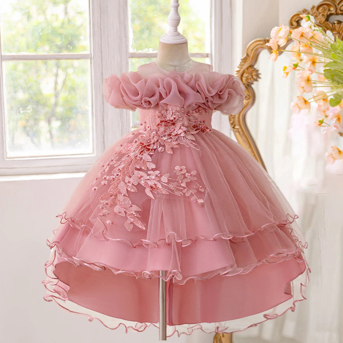 Tulle Bow Flower Bridesmaid Dress