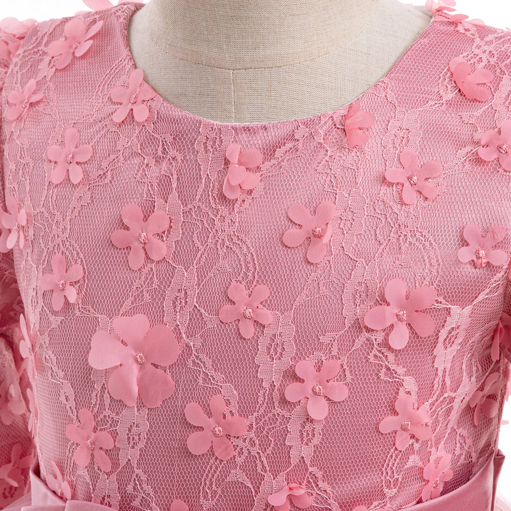 Long-Sleeve Lace Junior Bridesmaid Dress