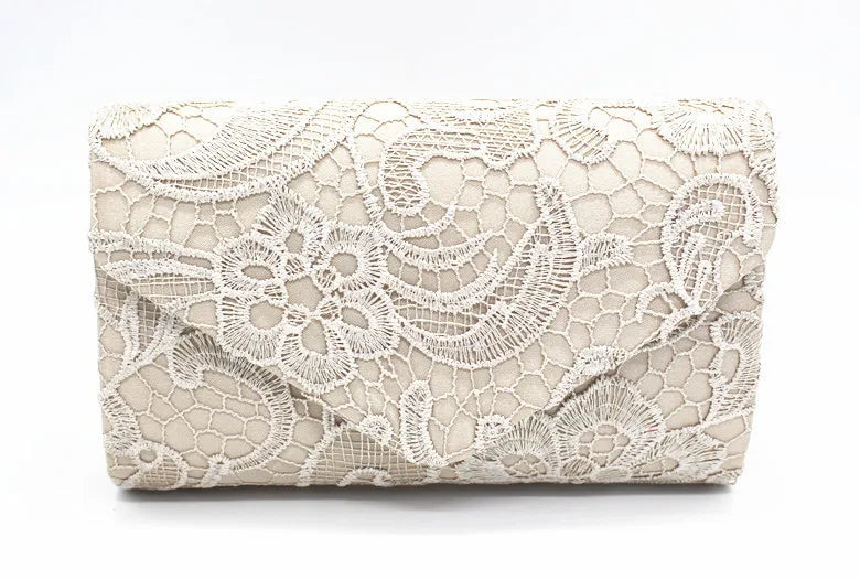 Ladies Silk Evening Bag Vintage Elegant Purple Lace Flower Bridal Clutches For Women Party Handbag Prom Chain Shoulder Bag Purse