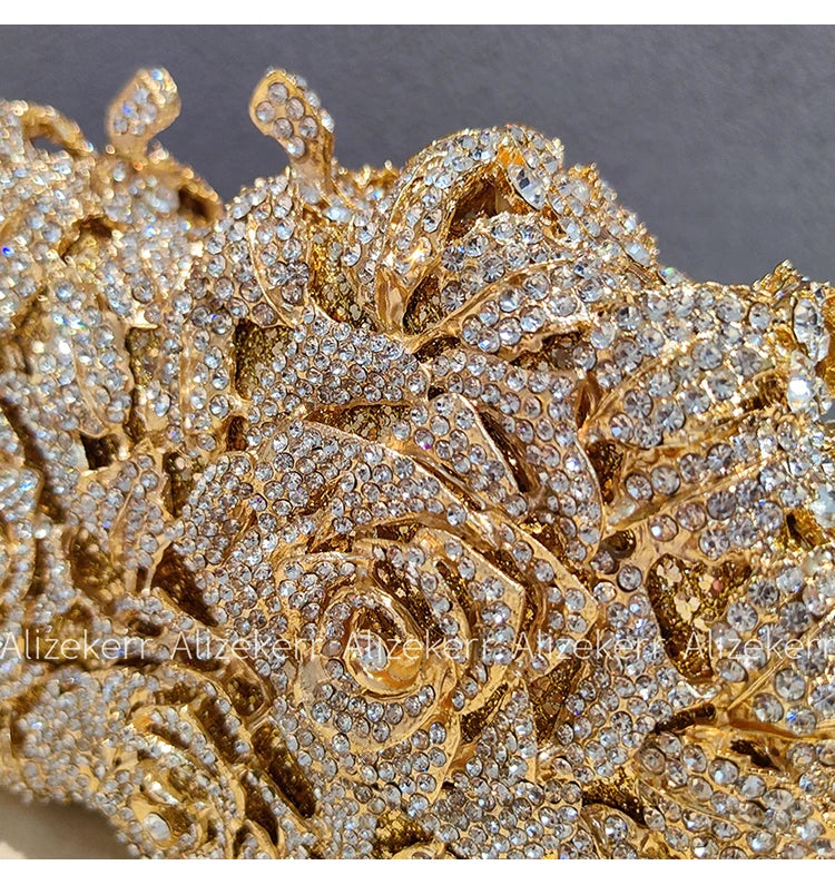 Rose Crystal Flower Evening Clutch