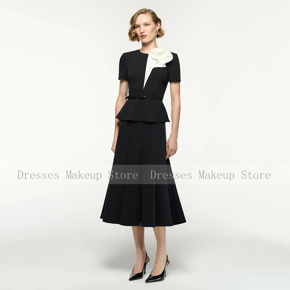 Customized Wedding Guest Dress 2 Pieces Short Sleeves Modern Mother of the Bride Dresses Mermaid Midi Women's Cocktail Gowns