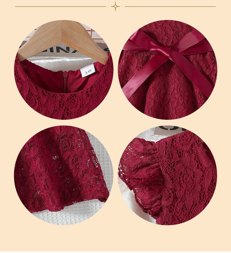 Lace Belted Girls' Formal Dress