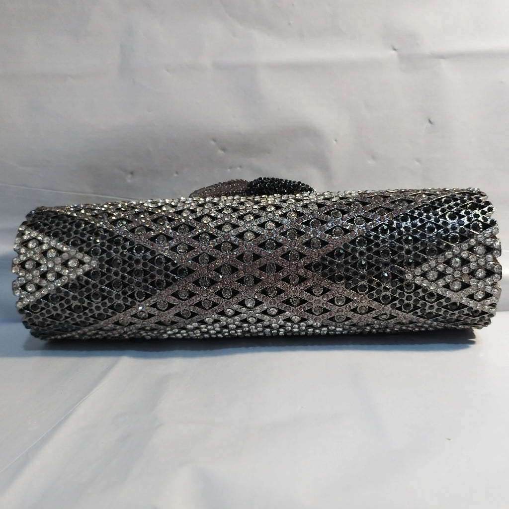 Female Grey Crystal Clutches Lady Rhinestone Evening Bag Party Prom Stones Handbags Luxury Women Wedding Bridal Clutch Purse Bag
