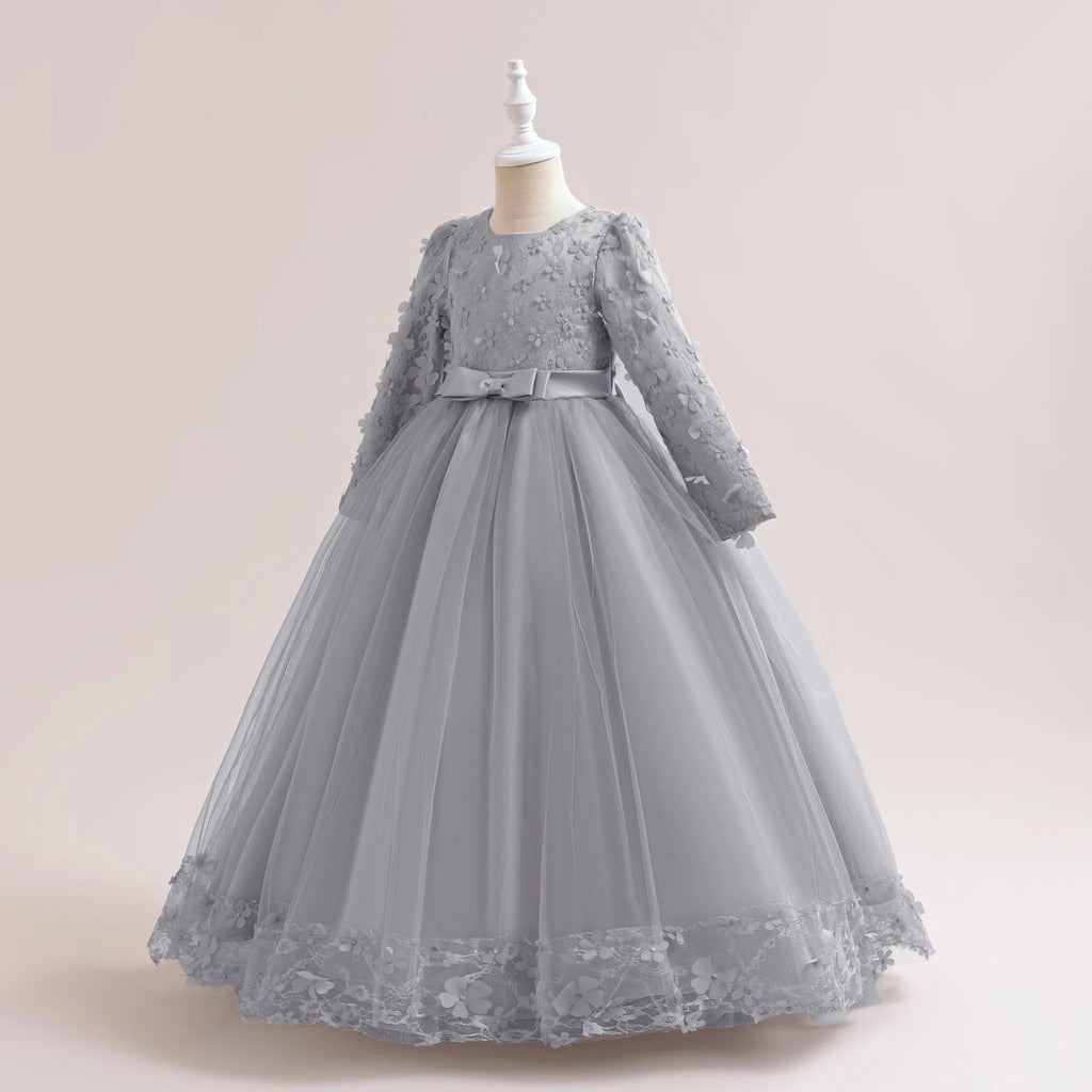 Long-Sleeve Lace Junior Bridesmaid Dress