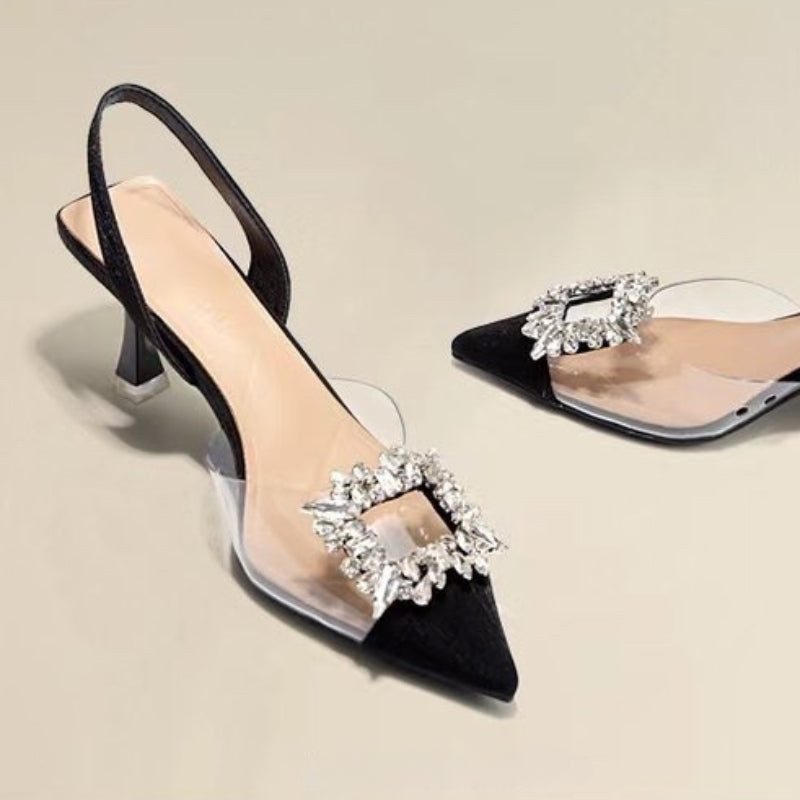 Crystal Banquet Pointed-Toe Heels