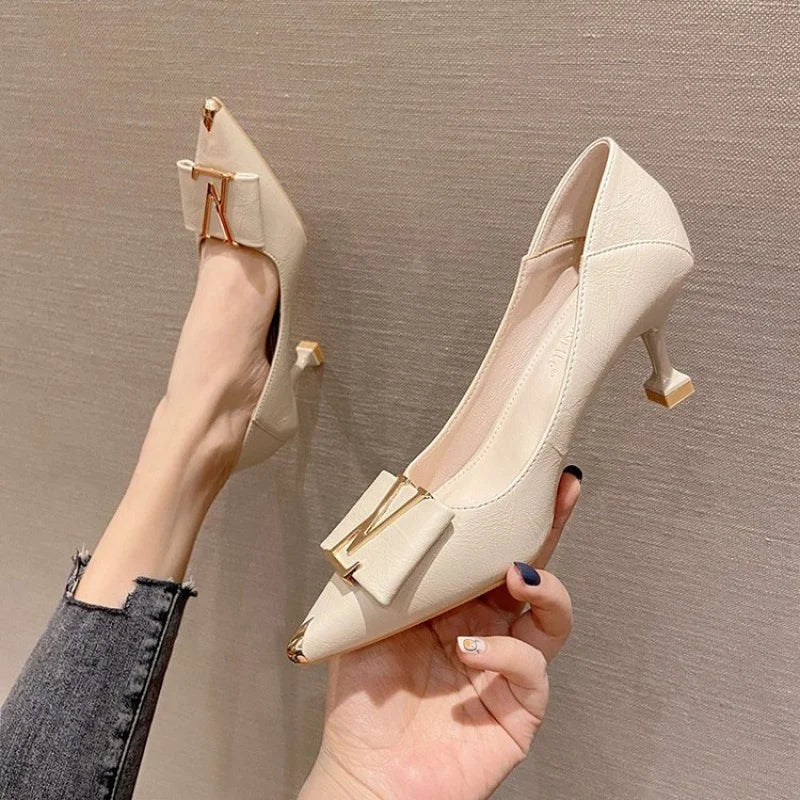 2026 Summer New Pointed-Toe Stiletto Heels, Women's Medium Height Office Pumps, Elegant Work Dress Shoes for Commuting