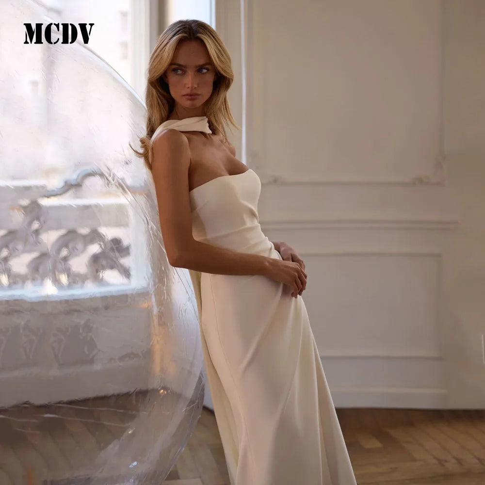 Satin Mermaid Wedding Dress Ribbons Strapless Slit Civil Reception Dresses For Weddings Sweep Train vestido noiva Customized