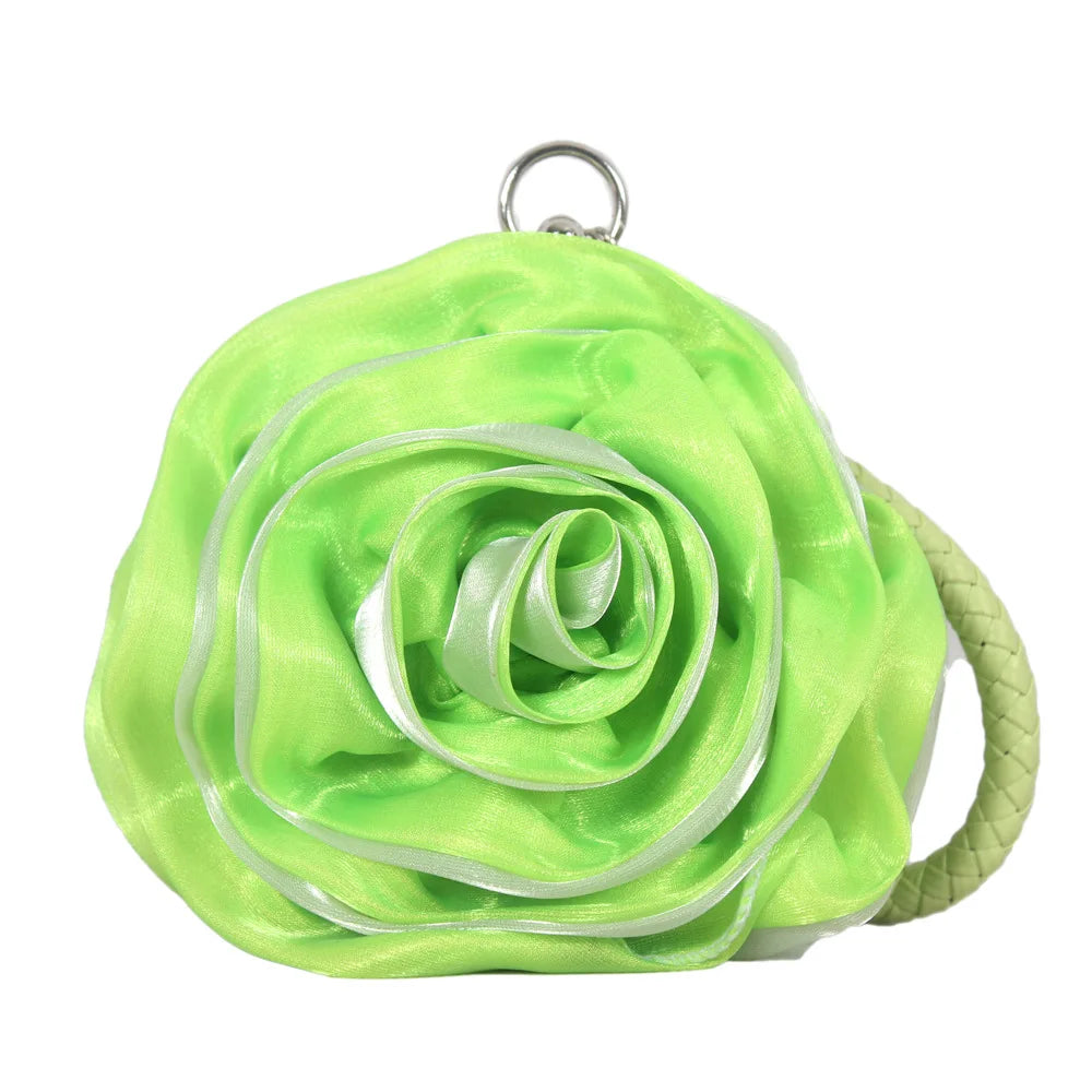 Bridal Rose Flower Evening Clutch Purse Women Bag Small Handbag Lady Silk Wedding Decorate Totes Party Bridesmaid Gift Purses