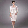 Customized Mother of the Bride Dress Elegant Women Applique Dress Two Pieces Knee Length Wedding Party Gown Vestido Invitada Bod