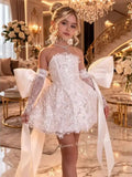 Custom Flower Girl Dress White Tulle Wedding Floral Appliqué Multi-layer Sleeveless Suitable for S and Communion