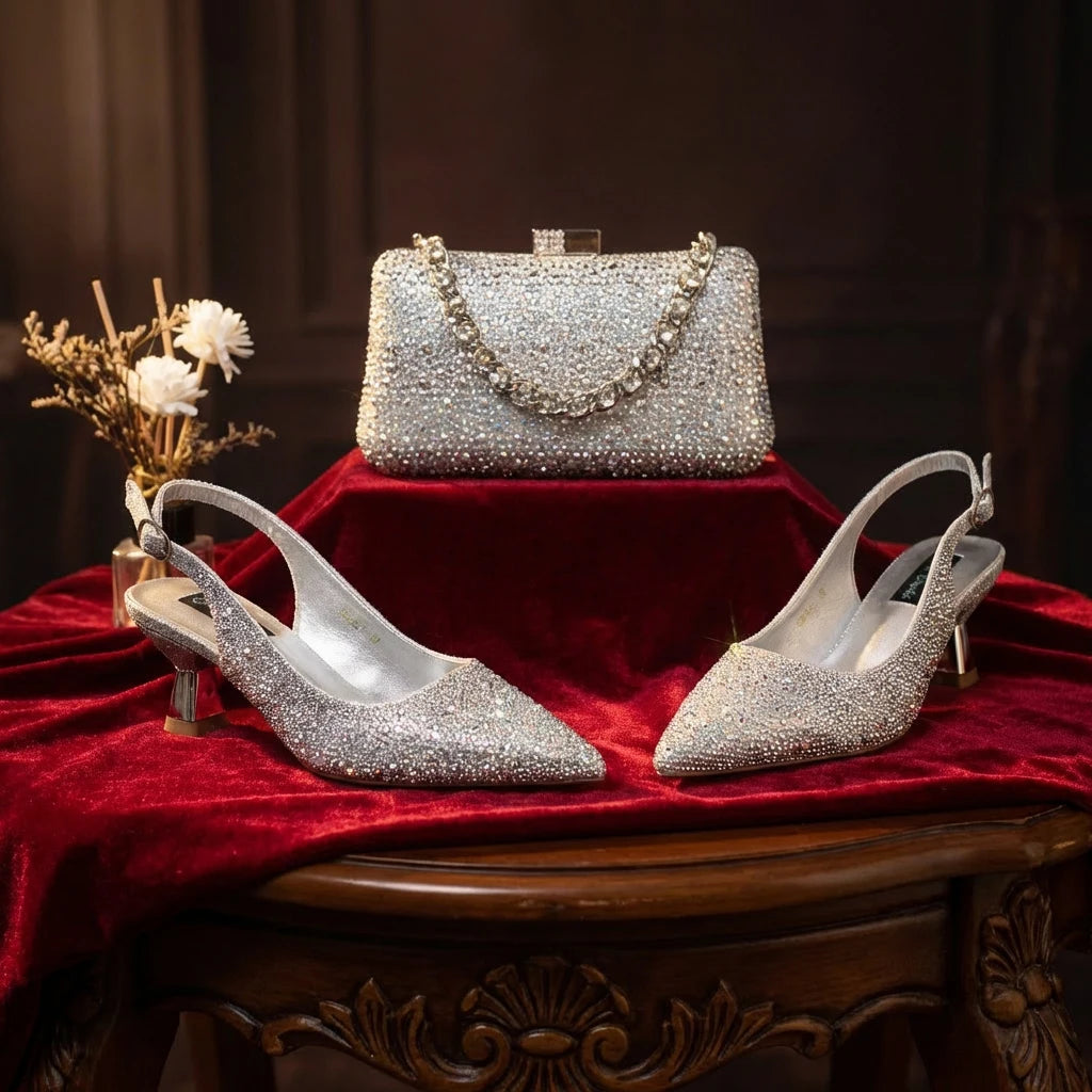 Rhinestone Shoe & Bag Set