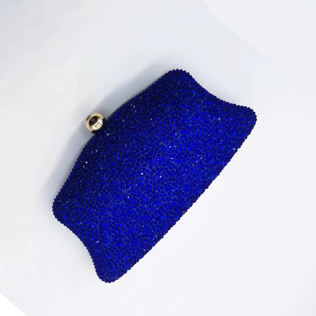 XIYUAN Women Blue/Gold/Red Crystal Bridal Clutch Silver Evening Purses Wedding Party Day Clutches Minaudiere Rhinestone Handbags