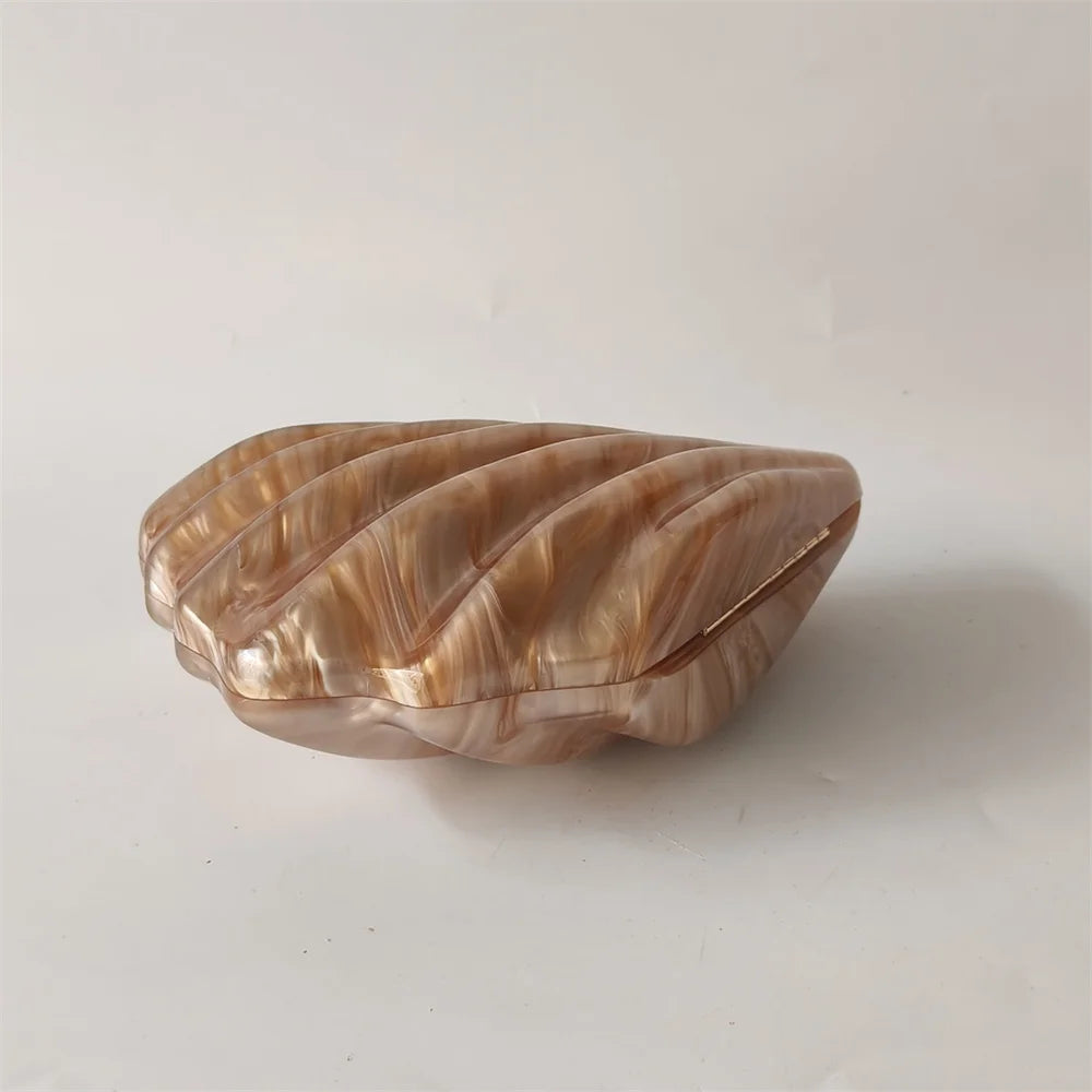 Shell Marble Pearl Box Clutch