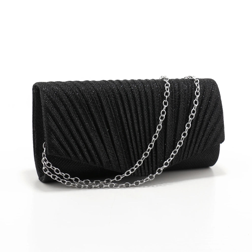 Ruched Sequined Envelope Clutch
