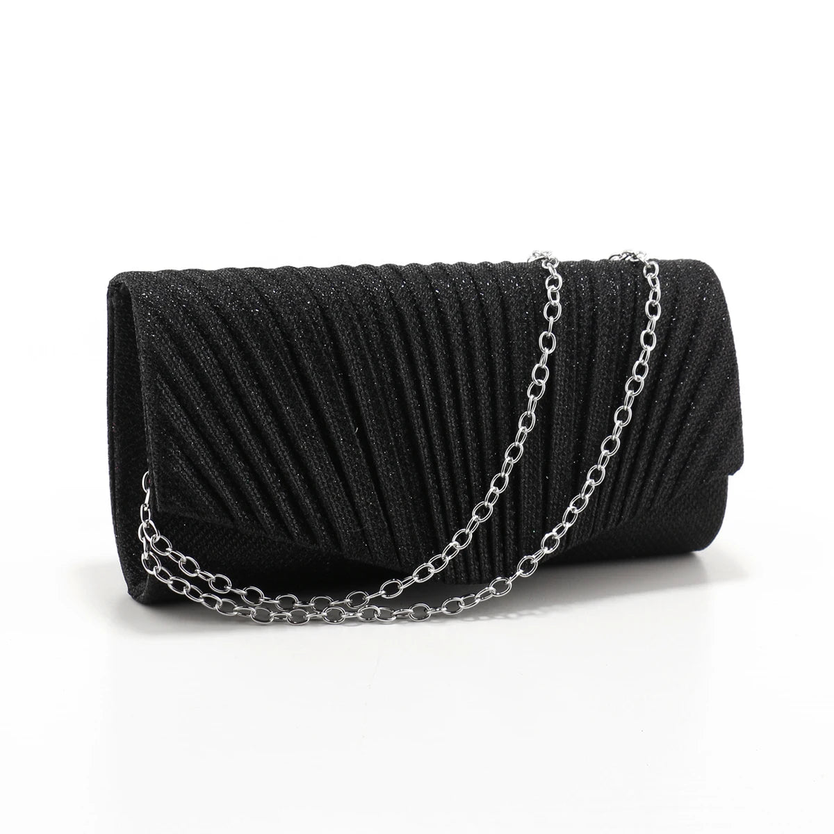 Ruched Sequined Envelope Clutch