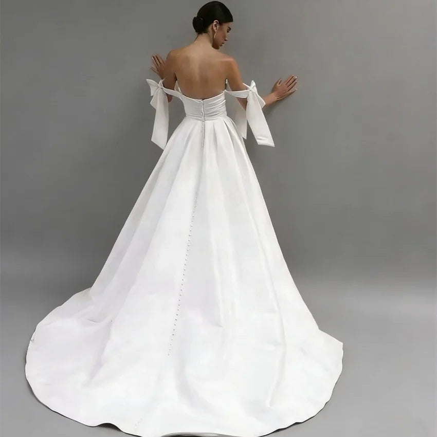 Satin Sweetheart A-Line Wedding Dress with Slit