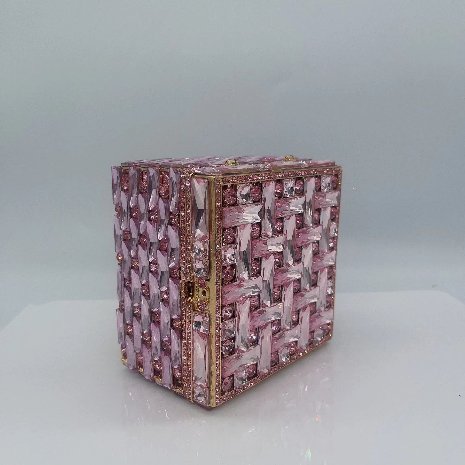 XIYUAN Green/Red Glass Clutch Diamond Women Box Handbgs Pink/Yellow Evening Purses Crystal Pouch Bags Fushcia Party Bridal Purse