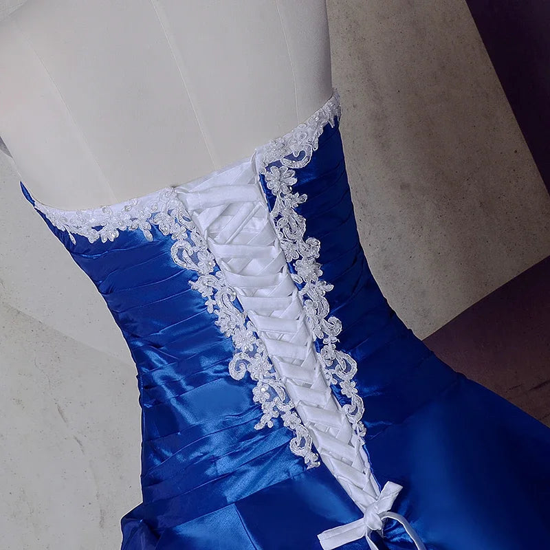 Vintage Royal Blue And White Wedding Gowns Dresses 2024 Sweetheart Lace Up Vestidos De Noiva Plus Size Sexy Long Bridal Dresses