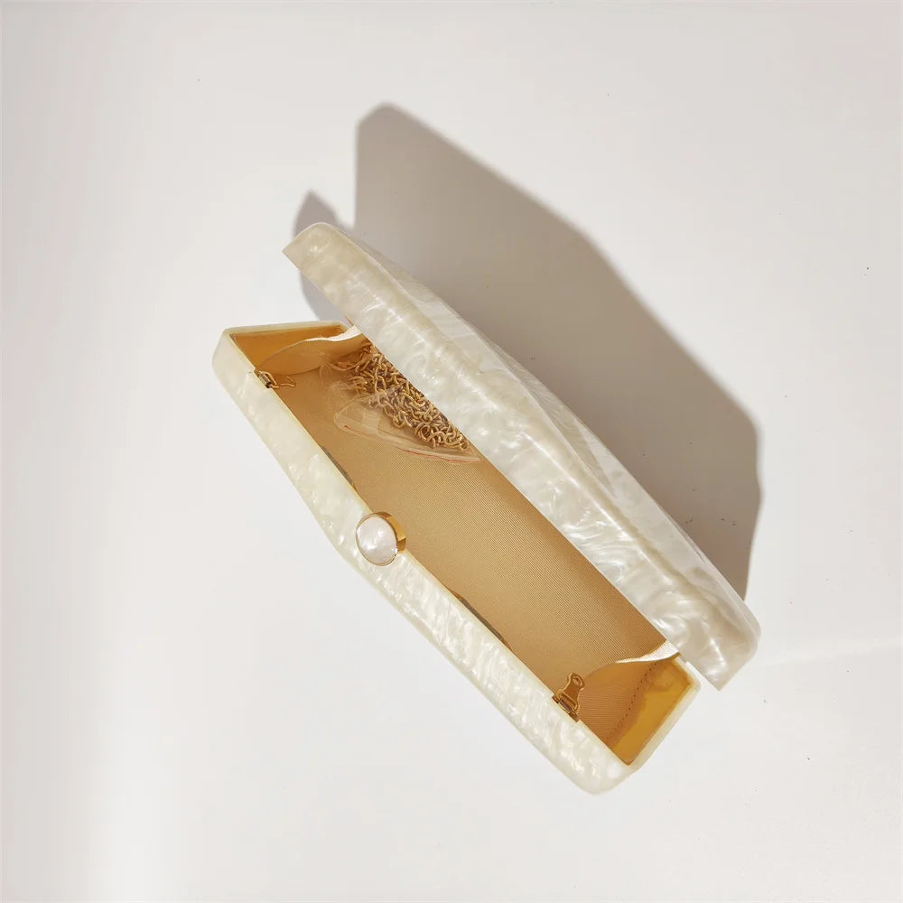 Pearl Marble Acrylic Box Clutch
