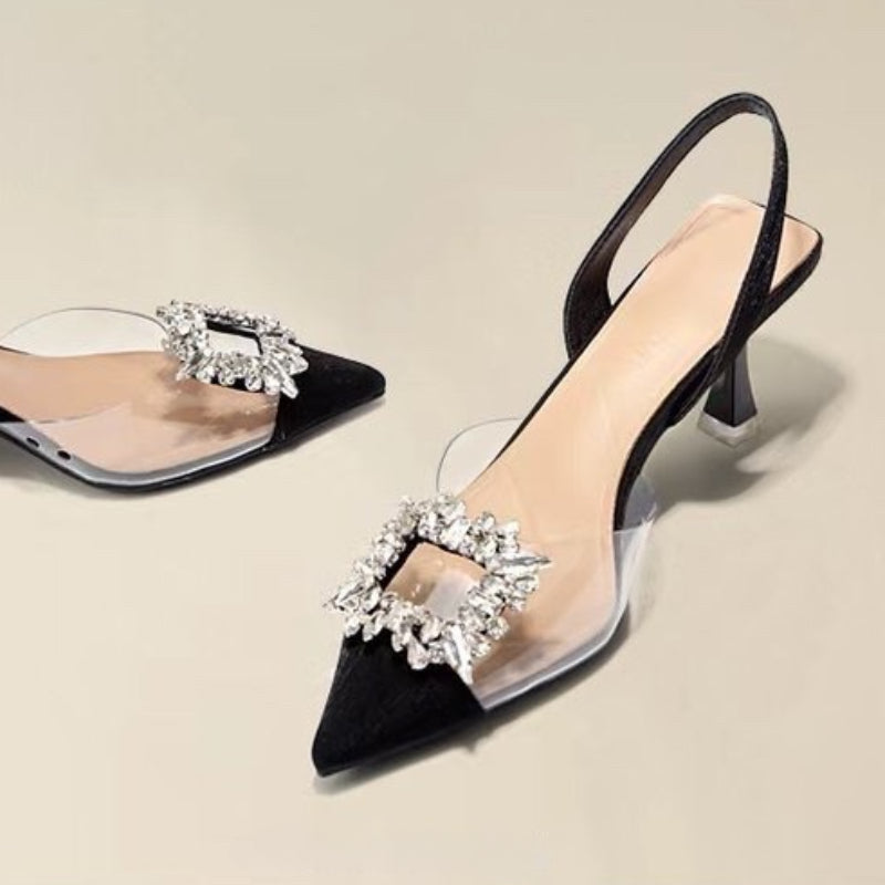 Crystal Banquet Pointed-Toe Heels