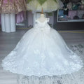Sequined Blue Flower Girl Dress