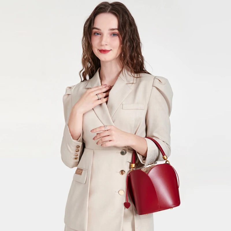 Red Bride Petal Bucket Bag Women Handbag New Vegetable Basket Crossbody Bag Single Shoulder Bag