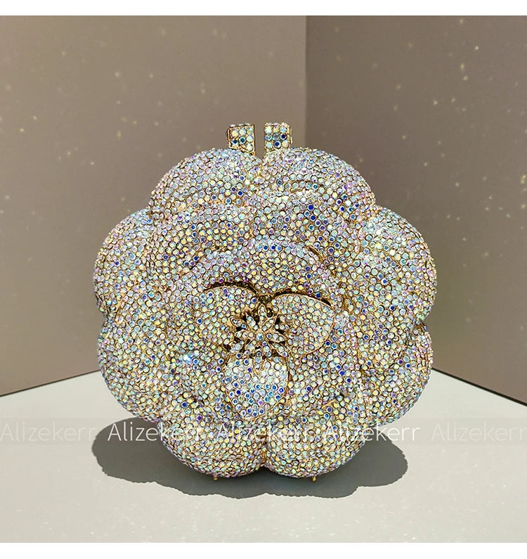 Rose-Shaped Crystal Bridal Clutch
