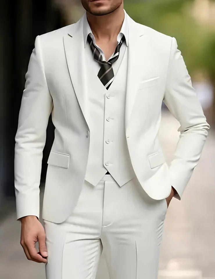 Elegant Men's Suit Sets- Slim Fit Tuxedo Set for Weddings & Formal Occasions, Black Suit