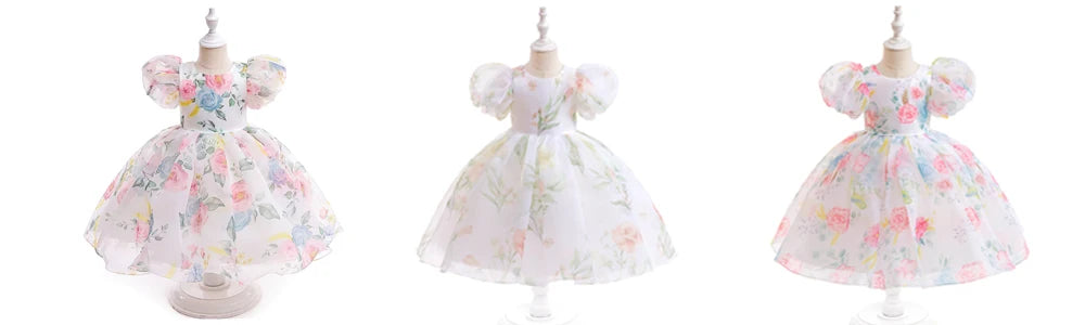 Floral Print Girls' Party Dress