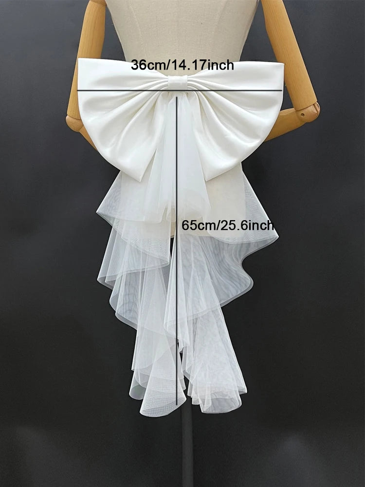 Detachable Satin & Tulle Bow Bridal Belt